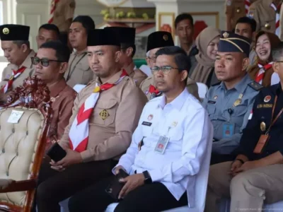 Kantor Imigrasi Kelas I TPI Bengkulu turut berpartisipasi dalam upacara peringatan Hari Ulang Tahun (HUT) Pramuka ke-63