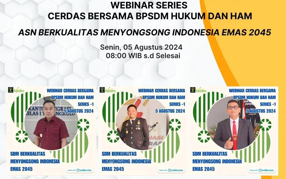 Kantor Imigrasi Kelas I TPI Bengkulu mengikuti pembukaan dan kegiatan webinar series yang diadakan oleh Badan Pengembangan Sumber Daya Manusia Hukum dan HAM RI