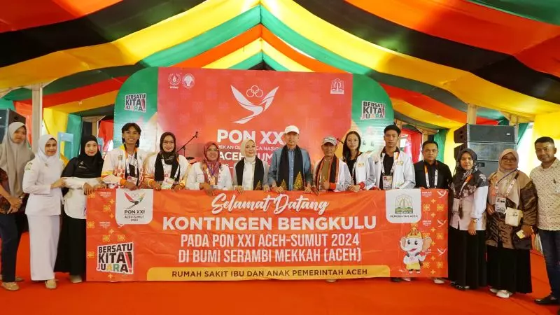 Kontingen Bengkulu saat tiba di Aceh