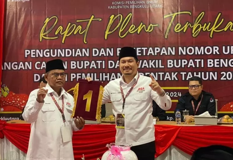 Lawan Kotak Kosong, Paslon Bupati Arie-Sumarno Dapat Nomor 1